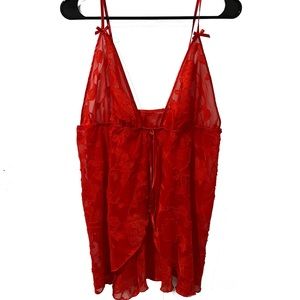 fairy cherry red lace floral rose slip top